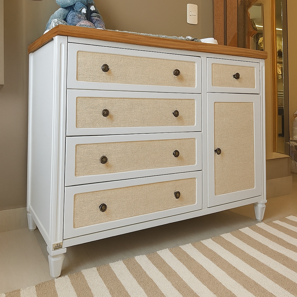 03 comoda tudor plus palha 5 gavetas 1 porta mel