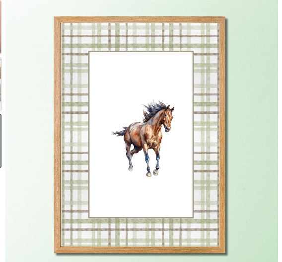 01 quadro cavalo xadrez verde