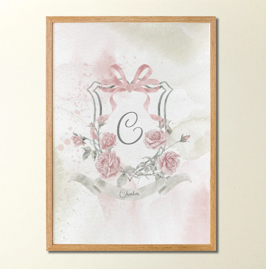 01 quadro monograma personalizado modelo charlotte