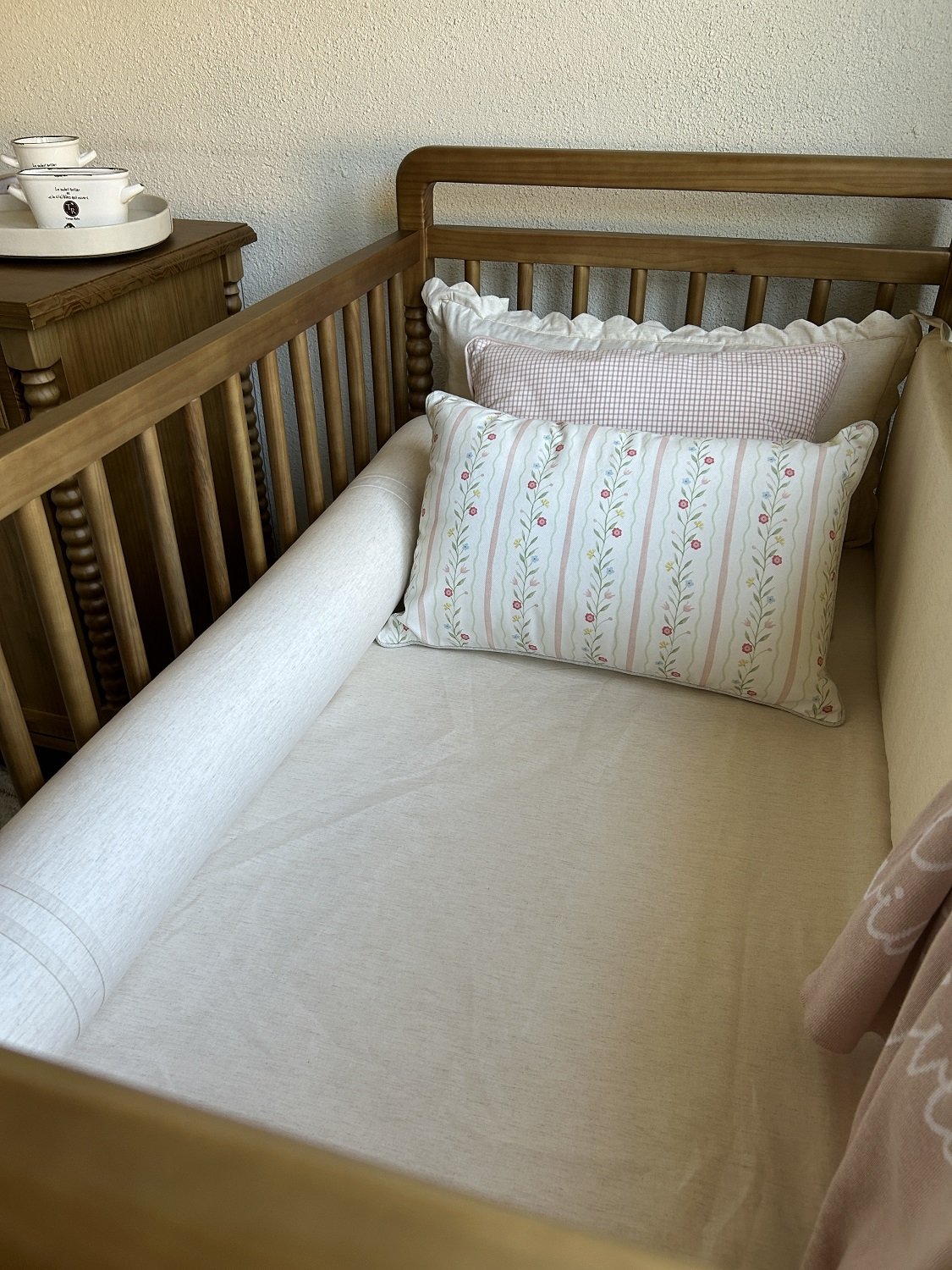 03 kit enxoval berco la vie en rose linho 8 pecas