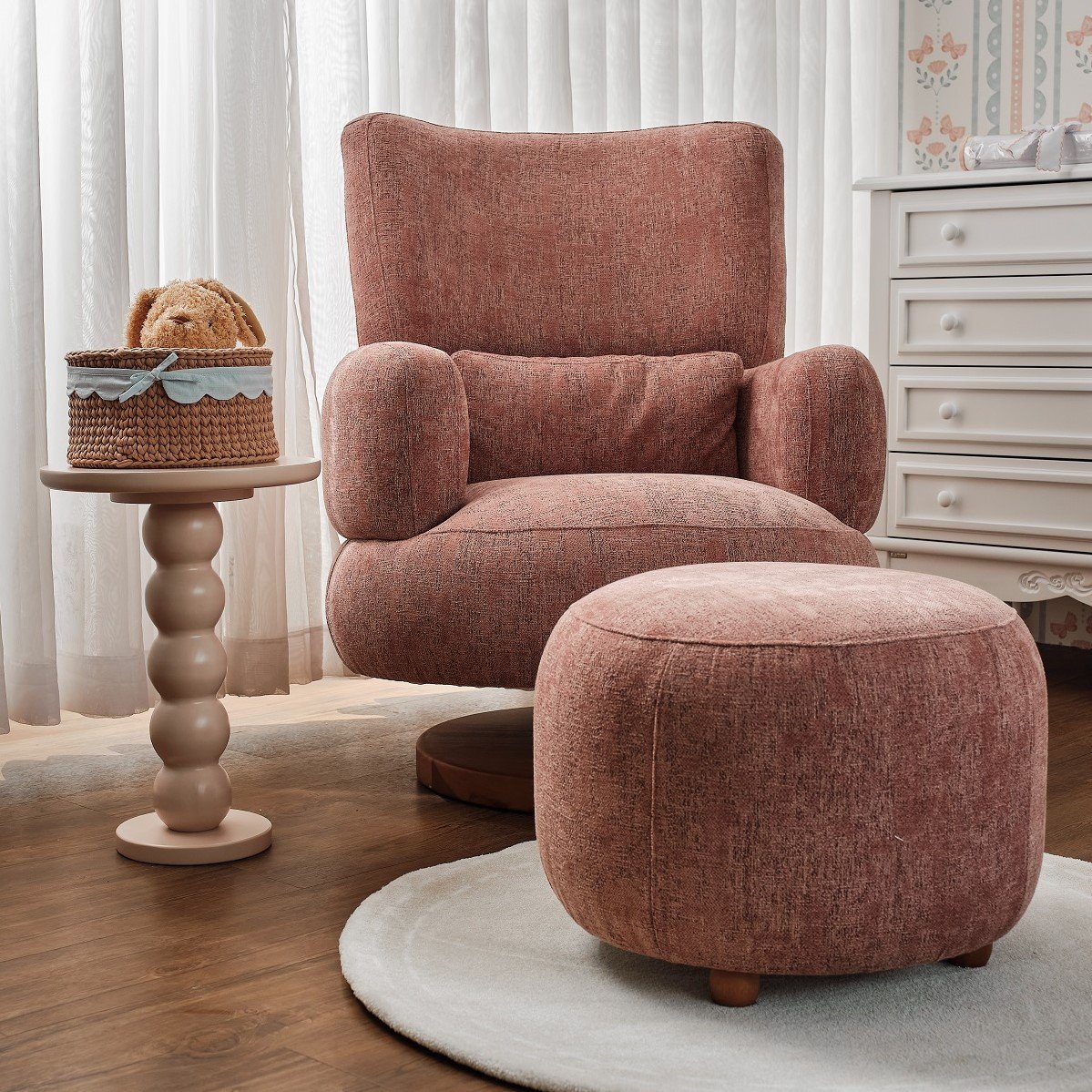 04 poltrona giro e balanco bambole chenille rosa blush 119a