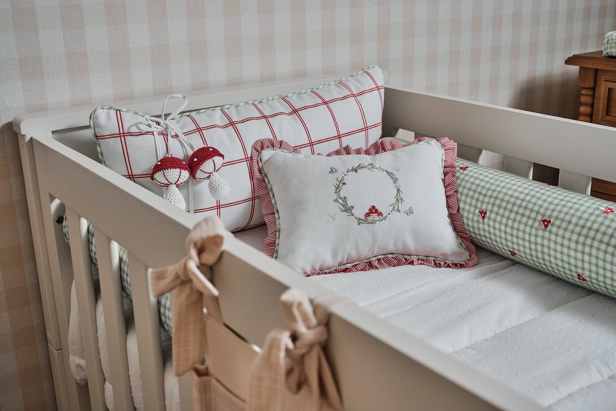 01 kit enxoval berco cogumelos 7 pecas