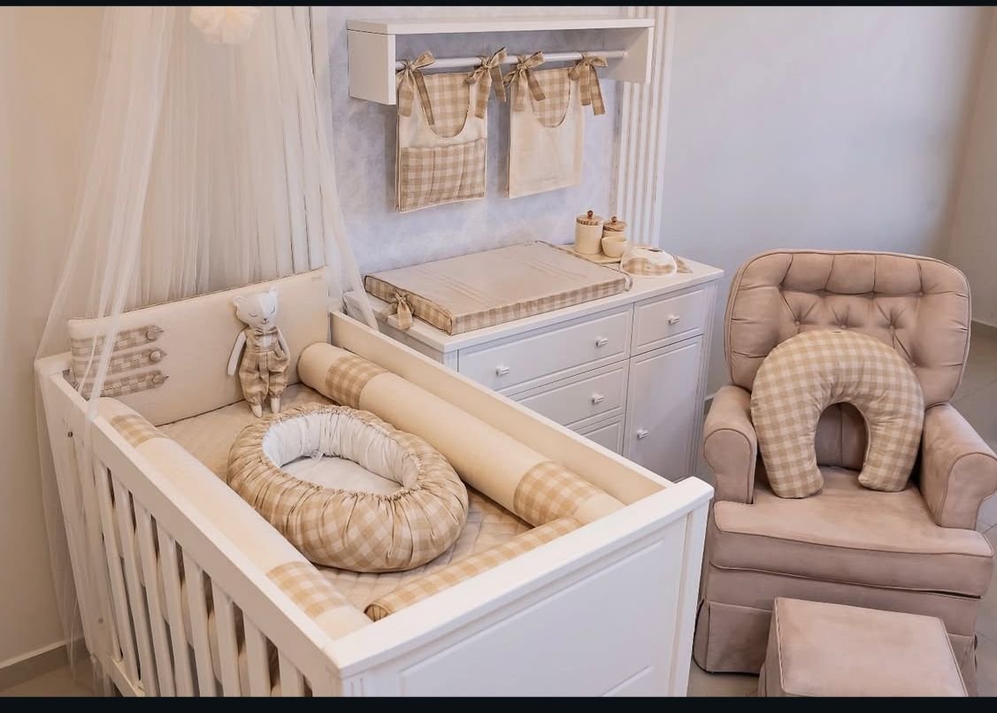 02 kit berco vichy bege 6 pecas